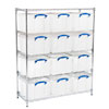 Chrome Wire Shelving (1220 x 455) 12 x 35 litre Really Useful Boxes