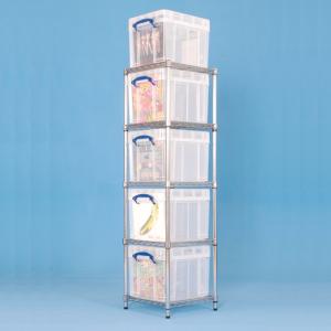 Chrome wire Shelving (455 x 455) 5 x 35XL litre Really Useful Boxes